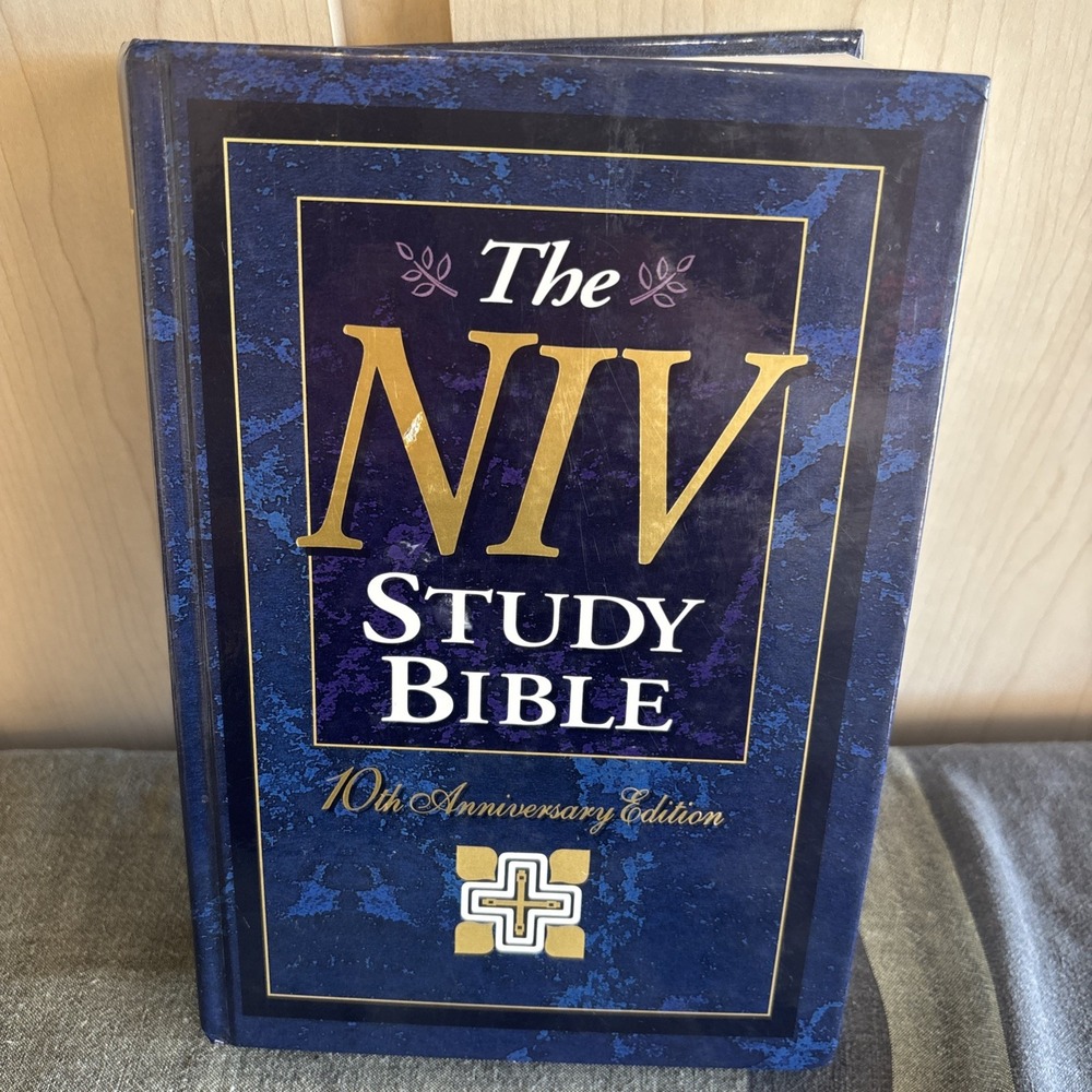 1995 Zondervan Study Bible NIV 10th Anniversary Blue Navy Hardback Red Letter